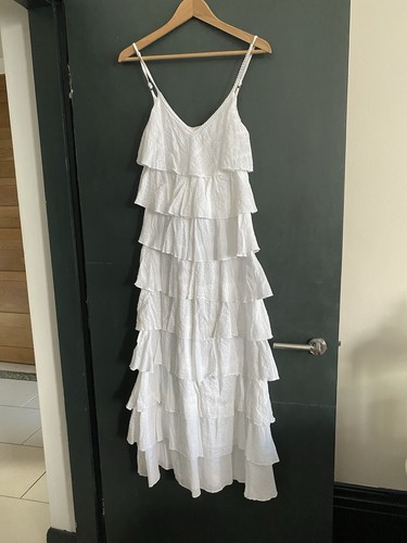 White tiered maxi gypsy boho - tiered,