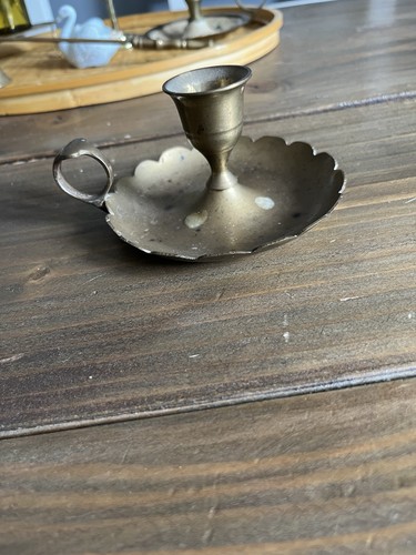 Brass vintage candle holder - brass,