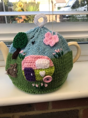 Hand knitted caravan - knitted, tea
