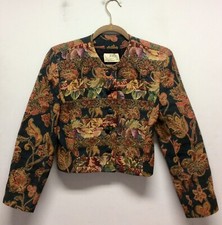 1980s Jem Designs Tapestry Bolero Jacket By Jenny Edwards Moss UK 8
