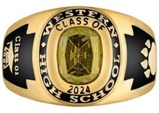 925 Silver Customized Rectangle Cut High School College & Class Graduation Ring