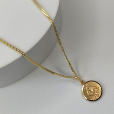 Gold on Sterling Silver 12mm St Christopher Pendant Necklace with 18 inch Chain