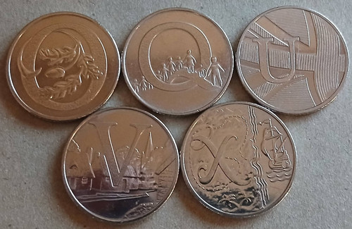 2018 alphabet 10p coins - 5x,
