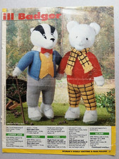 Alan Dart knitting pattern Rupert Bear and Bill Badger soft toys  from magazine