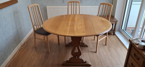 Oak dining table - oak, chairs