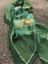 Cacharel Paris Eden Scarf Green VINTAGE With Floral Pattern Excellent !!!