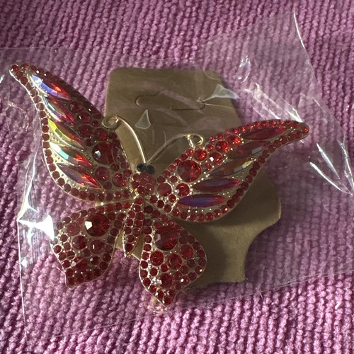 Red butterfly brooch - butterfly,