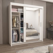 Milan Full Mirror 2 Sliding Door WARDROBE (or 3 in 250CM) AVAILABLE IN 4 COLOURS