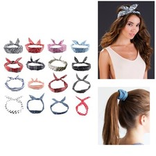 Paisley Tartan WIRED HEADBAND Polka Dot Rockabilly Retro Scarf Wire Hair Band