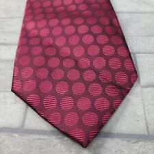Mens Tie Clip On Red Spotted  Geometric SIMON JERSEY Necktie Neck Wide