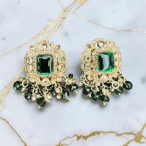 Antique crystal stud earrings - stud,