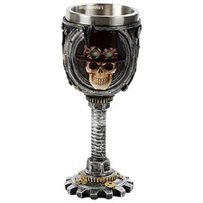 Steampunk Skull Goblet Chalice Gothic Wine Stainless Steel Cup Holder Home New