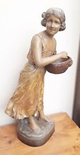 Goldscheider Large Statue of a young girl holding basket Petri 4521