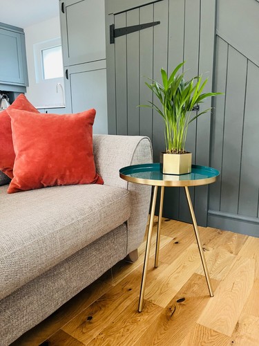 Brass teal metal side table - brass,