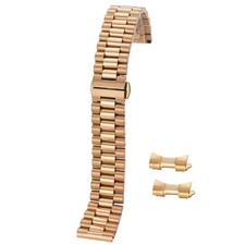 Quality Solid 3 Beads Stainless Steel Watch Band Strap Metal Bracelet 10-22mm