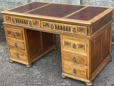 SUPERB  OLD CHARM OAK PEDESTAL  DESK FAB CONDITION  WE DELIVER