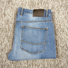 Ted Baker Jeans Mens W38R L31 Straight Fit Blue Denim Button Fly 100% Cotton NEW