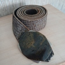 CYDWOQ Leather Belt Waist 39" - 43"  With Metal Buckle Made In Italy Pre Owned 