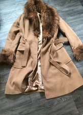 ladies coat size 8 belted and fur trim collar miss Selfridge
