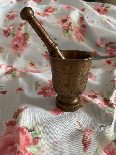 Antique solid brass mortar - solid,
