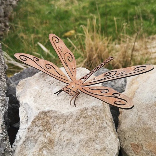 Rust colored metal dragonfly - colored,
