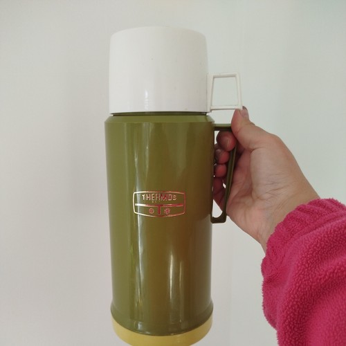 Vintage green thermos flask - vintage, 1