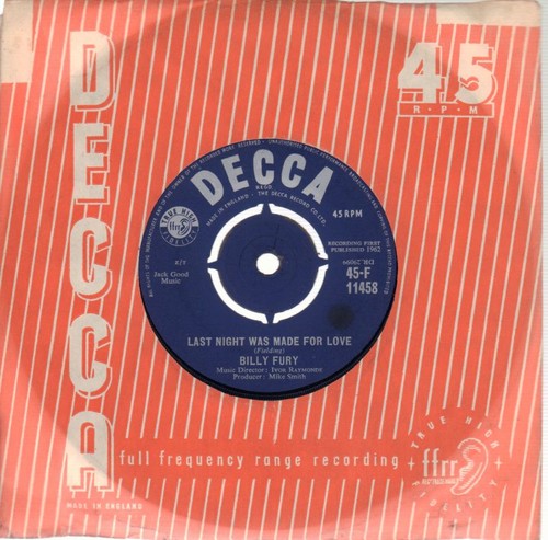 Billy furylast night - fury(7",