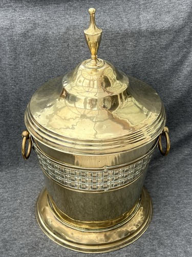 Vintage brass lidded coal - vintage,
