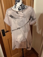 BETTY BARCLAY pink/grey diamante studded patterned top, t-shirt. size 12
