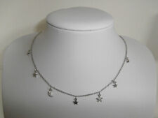 JACK WILLS RARE SILVER TONE NECKLACE WITH SILVER STARS AND CRESCENT MOON CHARMS