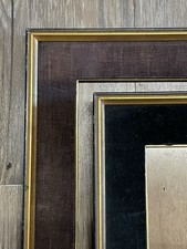 VTG MCM Picture Frame Lot Arts & Crafts Wide Fabric Gold Scoop Gesso 10x14 9x11