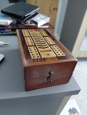 Antique Wood Inlay Cribbage