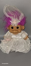Vintage Russ Troll Doll Toy Bride 8”  Pink Hair Wedding Dress Collectable 90's. 
