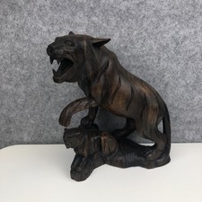 Hand Carved Wooden Tiger With