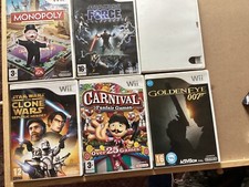 6 Nintendo Wii Games - 2 Star Wars, Carnival, Monopoly, Goldeneye, Scooby-Doo