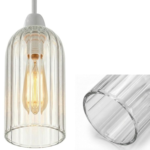 Modern ribbed glass - glass, pendant