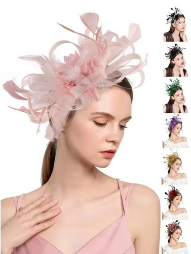 Flower feather hair hat - flower,
