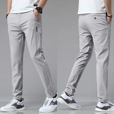 Men’s Luxury Golf Black Trousers Ultra-Thin Slim Fit Stretch Casual Pants 2025