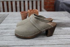 New Lotta from Stockholm Taupe Nubuck High Heel Classic Clogs size 38