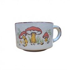 Ceramic Soup Mug with Mushroom