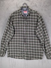 Wrangler Flannel Shirt Size Medium Green Plaid Cotton Long Sleeve Lumberjack 