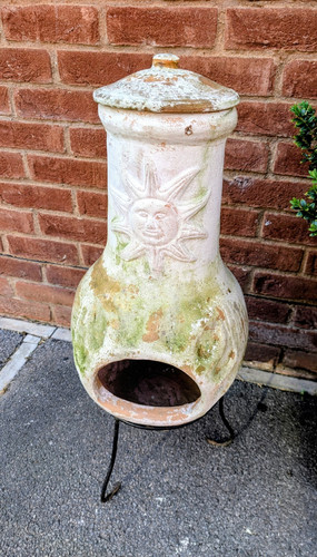 Outdoor medium clay chiminea - clay,