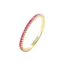 14K Gold on Sterling Silver Full Eternity 1mm Clear Ruby Sapphire Colour CZ Ring