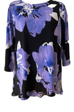 Ladies Susan Graver Suze S Purple multi 3/4 sleeve Loose style Top