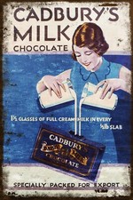 Cadburys Milk Chocolate Advert, Vintage Aged Look New Metal Sign Plaque
