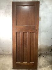 30"X 77 1/8" 1930s Internal Varnished Pitch Pine Four Panel Door 1over3 Old