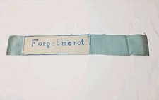 Antique Hand Cross Stitch Needlepoints Victorian Bible Bookmark - Forget me not