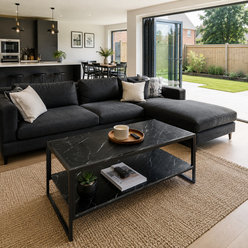 Black marble effect - black,