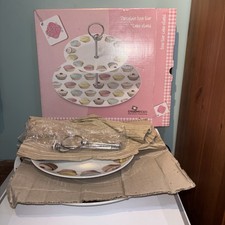Creative Tops Porcelain Two Tier Cake Stand decorated with pattern of cupcakes