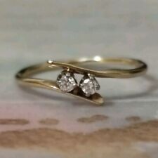 9ct Gold Diamond Ring Beautiful Vintage Dainty Engagement Gift Stacking Pinky 9k